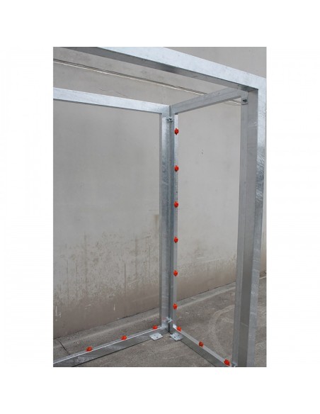 Juego porterías fútbol sala con canastas galvanizadas completas con aros y redes