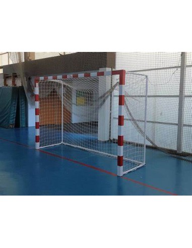 Juego porterías fútbol sala trasladables metálicas base tubo con redes