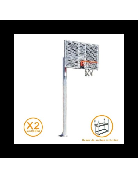 2 Canastas Minibasket Antivándalicas Galvanizadas Completas