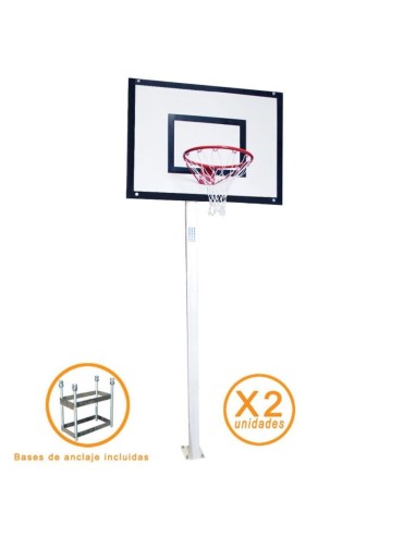 Canastas Minibasket Deluxe fijas (2ud) con tableros, aros y redes. Configurador