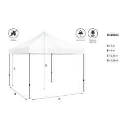 CARPA 3X3 PREMIUM ALUMINIO IGNÍFUGA BLANCA 2