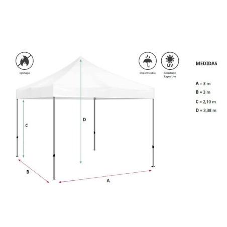 CARPA 3X3 PREMIUM ALUMINIO IGNÍFUGA BLANCA