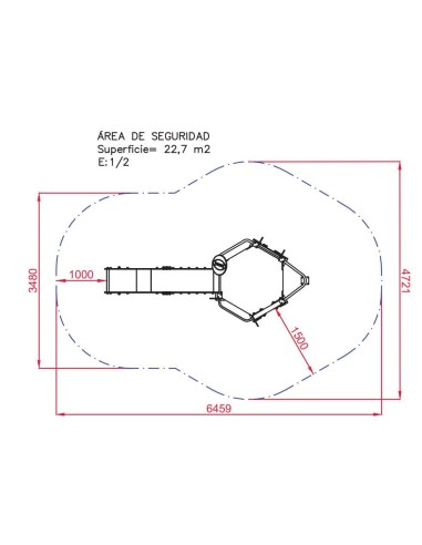 Parque infantil Torre Hexagonal 136CM uso público
