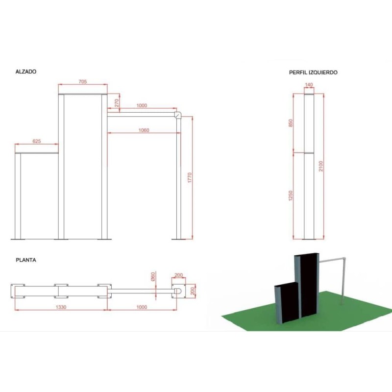 MURO ESCALONADO Y BARRA PARKOUR