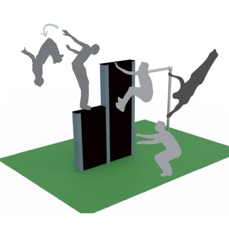 MURO ESCALONADO Y BARRA PARKOUR