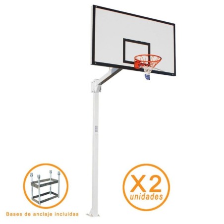 Juego Canastas Baloncesto Deluxe Fijas (2UD) Completas con Tablero, Aros y Redes (configurar el acabado deseado)