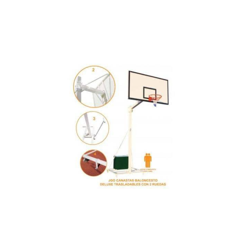 2 Canastas Baloncesto Trasladables Deluxe Completas con Tablero, Aros y Redes (configurar el acabado deseado)