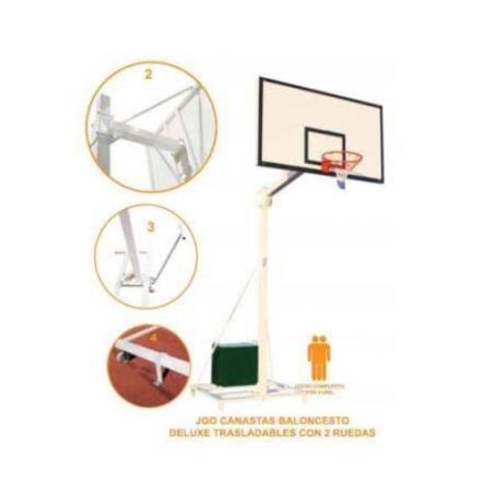 Juego Canastas Baloncesto Trasladables Deluxe Completas (2ud) con Tablero, Aros y Redes (configurar el acabado deseado)