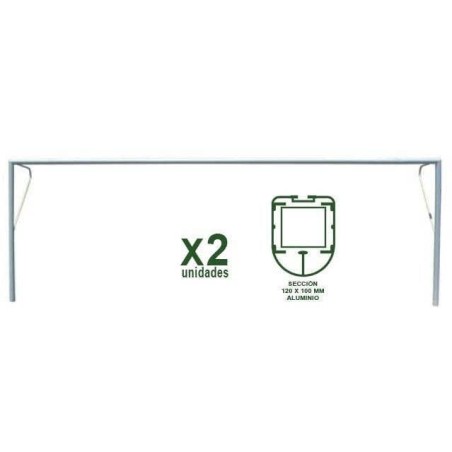 2 Porterías Fútbol 11 fijas aluminio con redes
