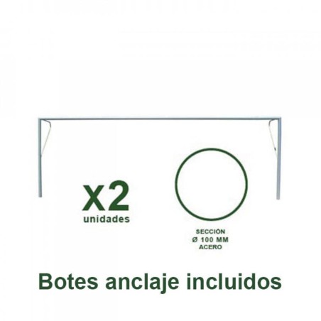 2 Porterías Fútbol 7 fijas metálicas con redes