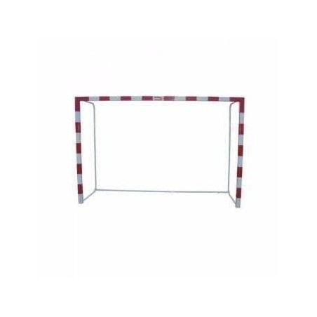 Juego porterías fútbol sala trasladables metálicas base tubo con redes