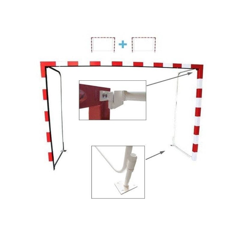 2 Porterías F. Sala Metal Abatibles + Redes