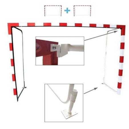 Juego porterías fútbol sala aluminio abatibles con redes