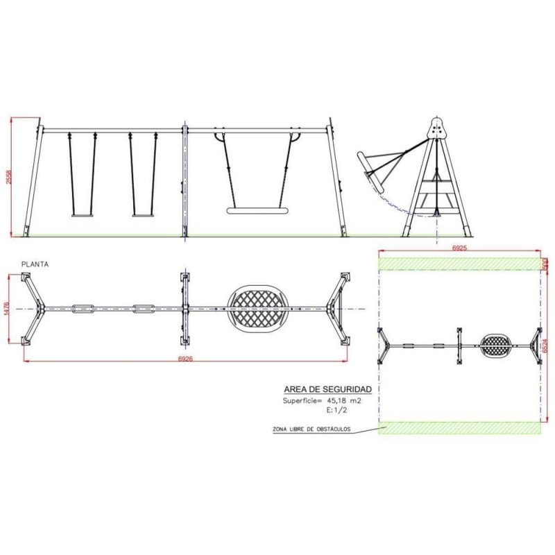 Columpio PERSEO uso público Doble y Nido...