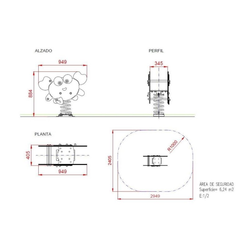 BALANCIN MUELLE DOBLE PANEL CANGREJO