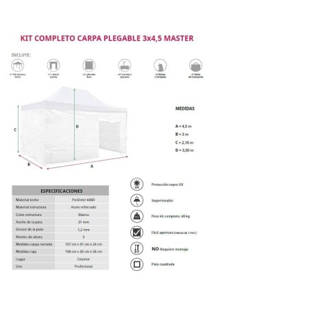 CARPA 3X4,5 MASTER IGNÍFUGA (BLANCO o NEGRO)