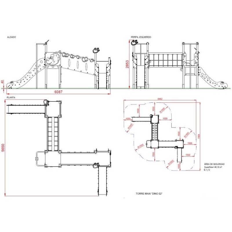 Parque infantil Torre Maxi Dino 02 uso público