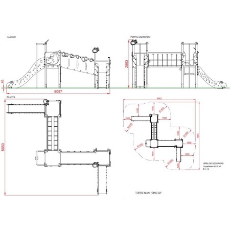 Parque infantil Torre Maxi Dino 02 uso público