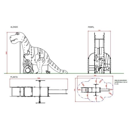 Torre parque infantil T-Rex 5 metros de altura