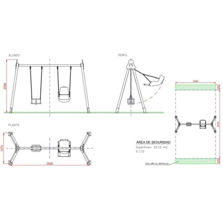 Columpio doble inclusivo uso público (Configurar asientos)