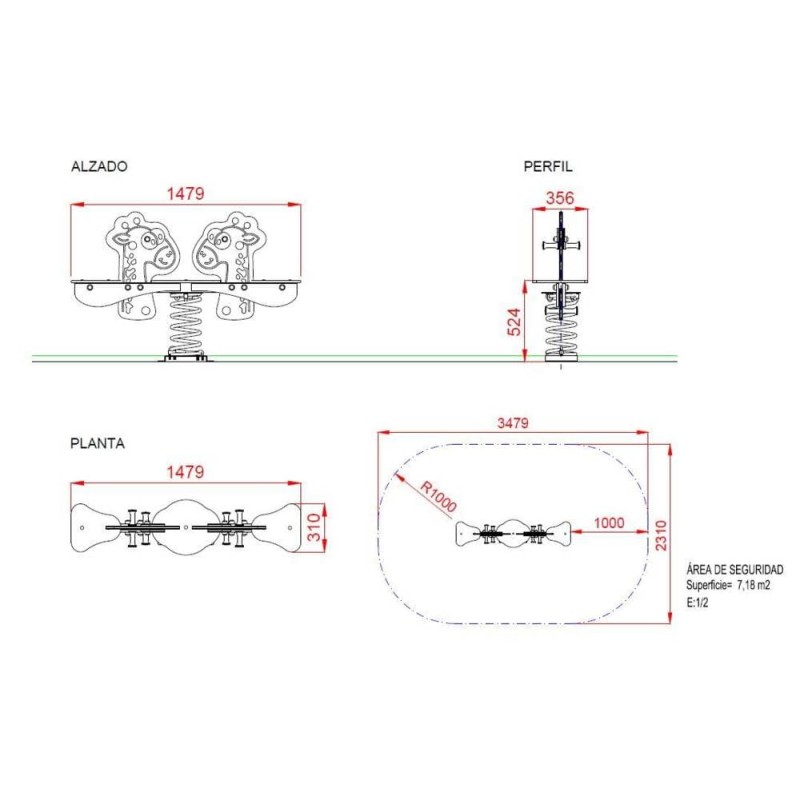 BALANCÍN MUELLE 2 PLAZAS JIRAFAS