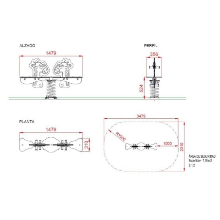 BALANCÍN MUELLE 2 PLAZAS JIRAFAS