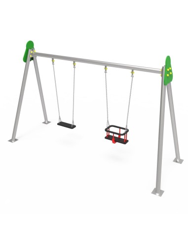 Columpio doble metálico galvanizado (configurar...