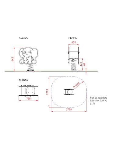 BALANCIN MUELLE DOBLE PANEL ELEFANTE